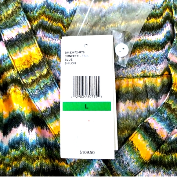 Jessica Simpson Shiloh dress size L button front ruffle hem V neck print NWT - Picture 14 of 14